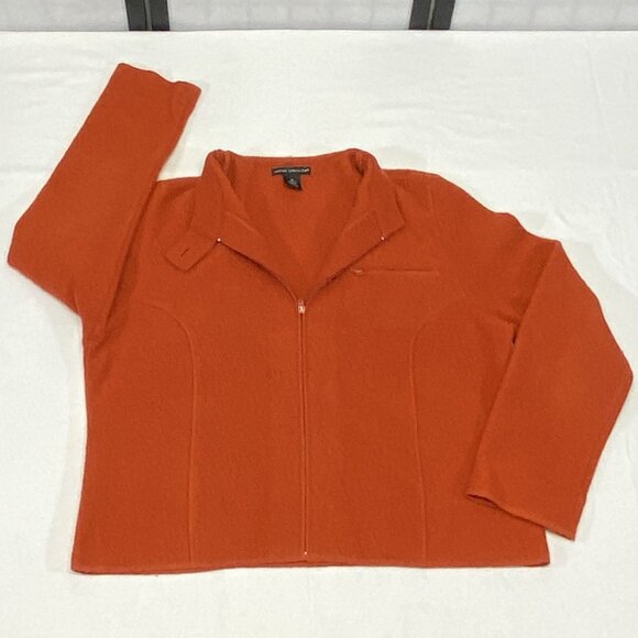 Sarah Spencer Wool Jacket XL Standup Collar Rust Zip Front Princess Seam Coat - Picture 7 of 12